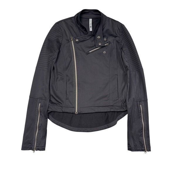 Jackets & Blazers - Without Walls Moto Jacket Women XS Black Ribbed Sleeve Asymmetrical Zip Cycling